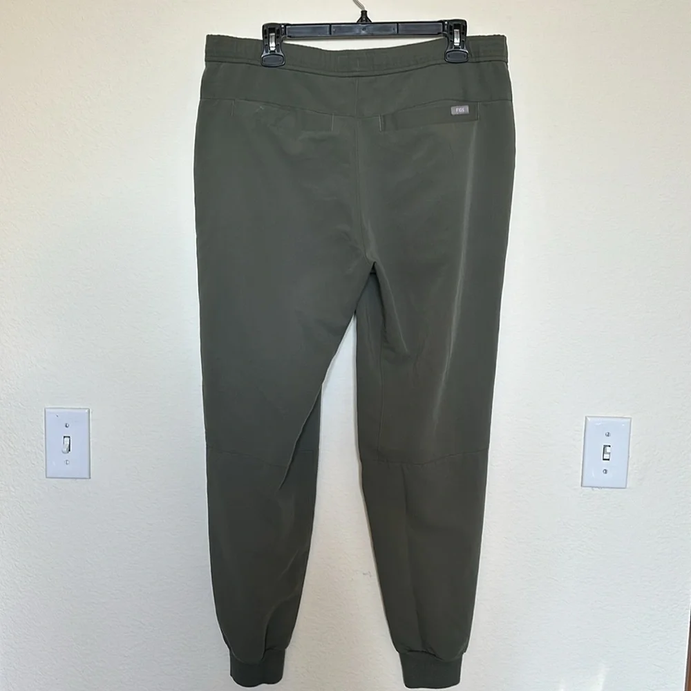 Figs Scrubs Olive Green Joggers with Blue Drawstring